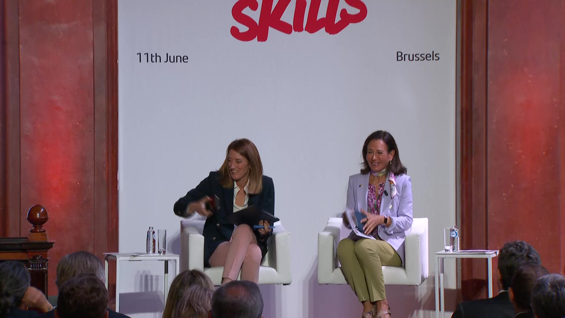 Roberta METSOLA, EP President participates at The "Reskilling Europe" event: fireside chat with Ana Botín, Executive Director, Banco Santander